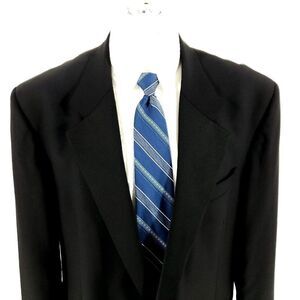 Jack Victor Super 100s Wool 1 Felt Button‎ Tuxedo Jacket 46L Black Notch Lapel